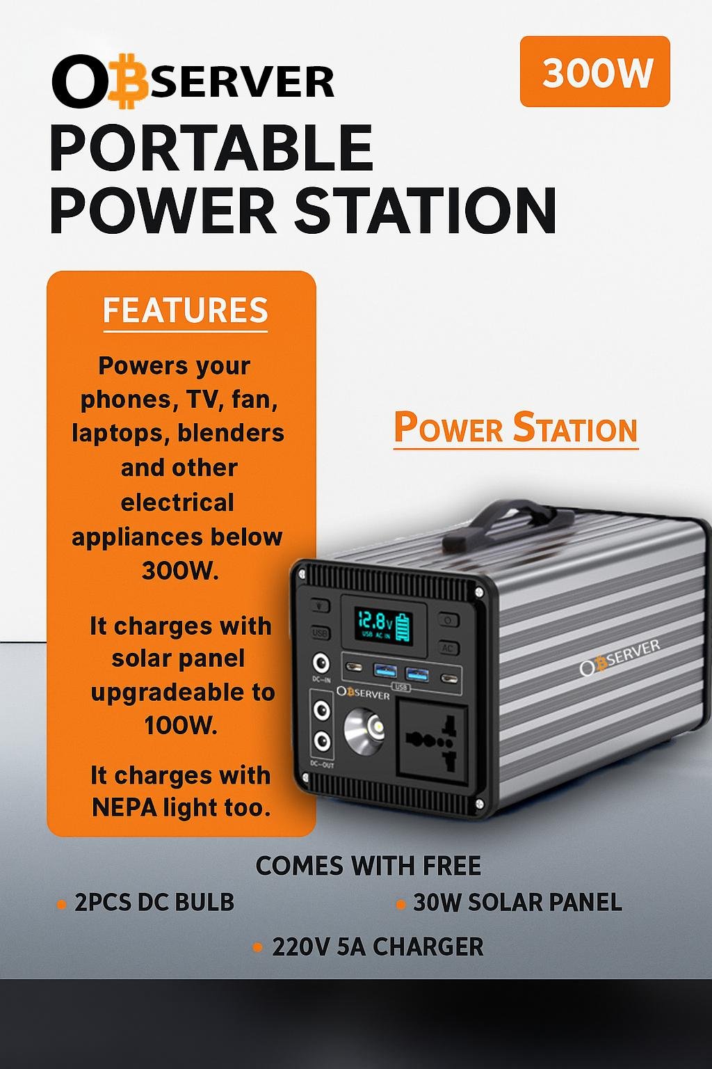300 Watts Solar Powered Generator